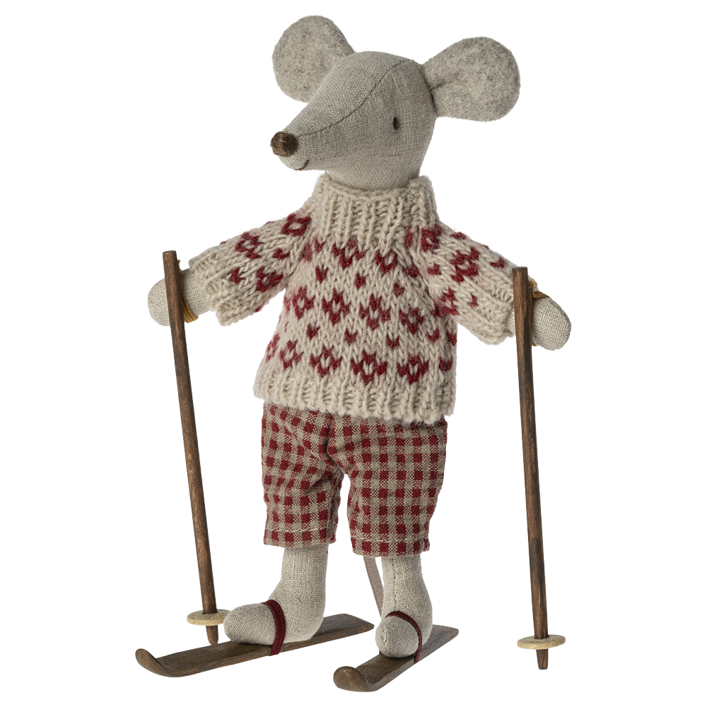 Wintermaus mit Ski, Mama