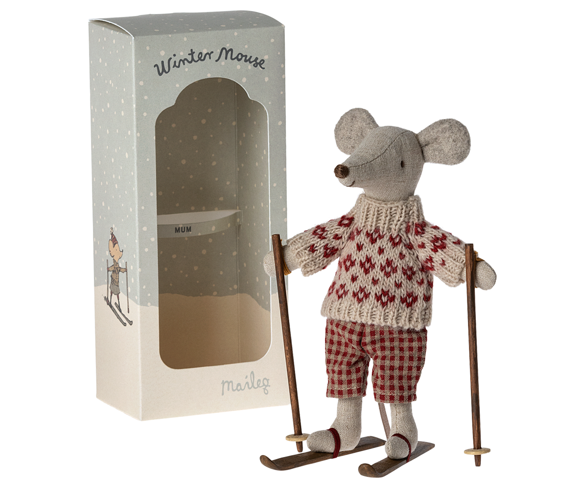 Wintermaus mit Ski, Mama