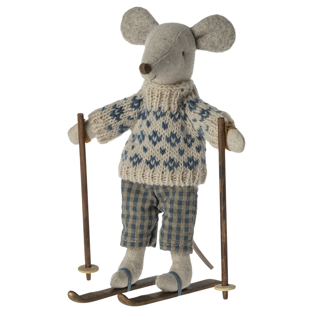Wintermaus mit Ski, Papa
