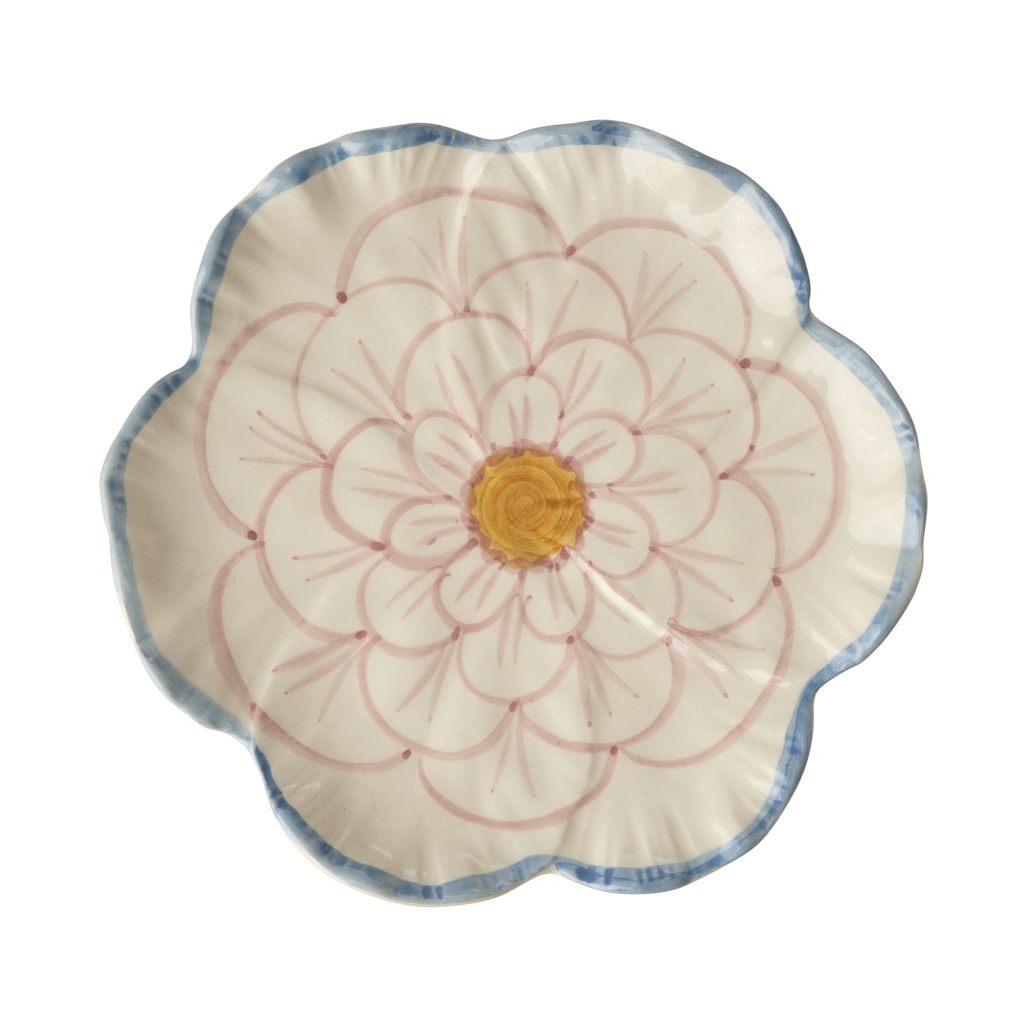 Keramik-Beilagenteller Blume Hand-Painted