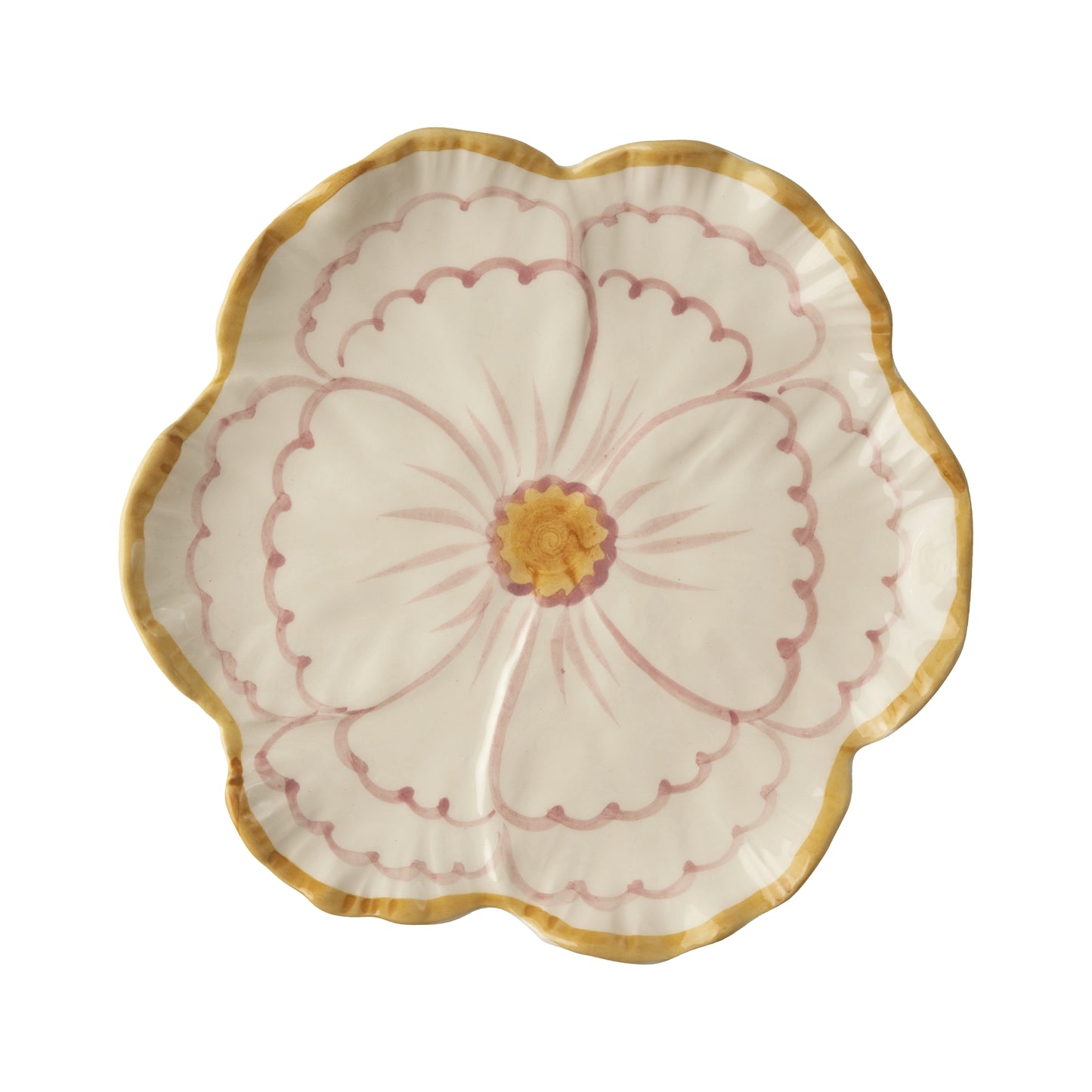 Keramik-Beilagenteller Blume Hand-Painted