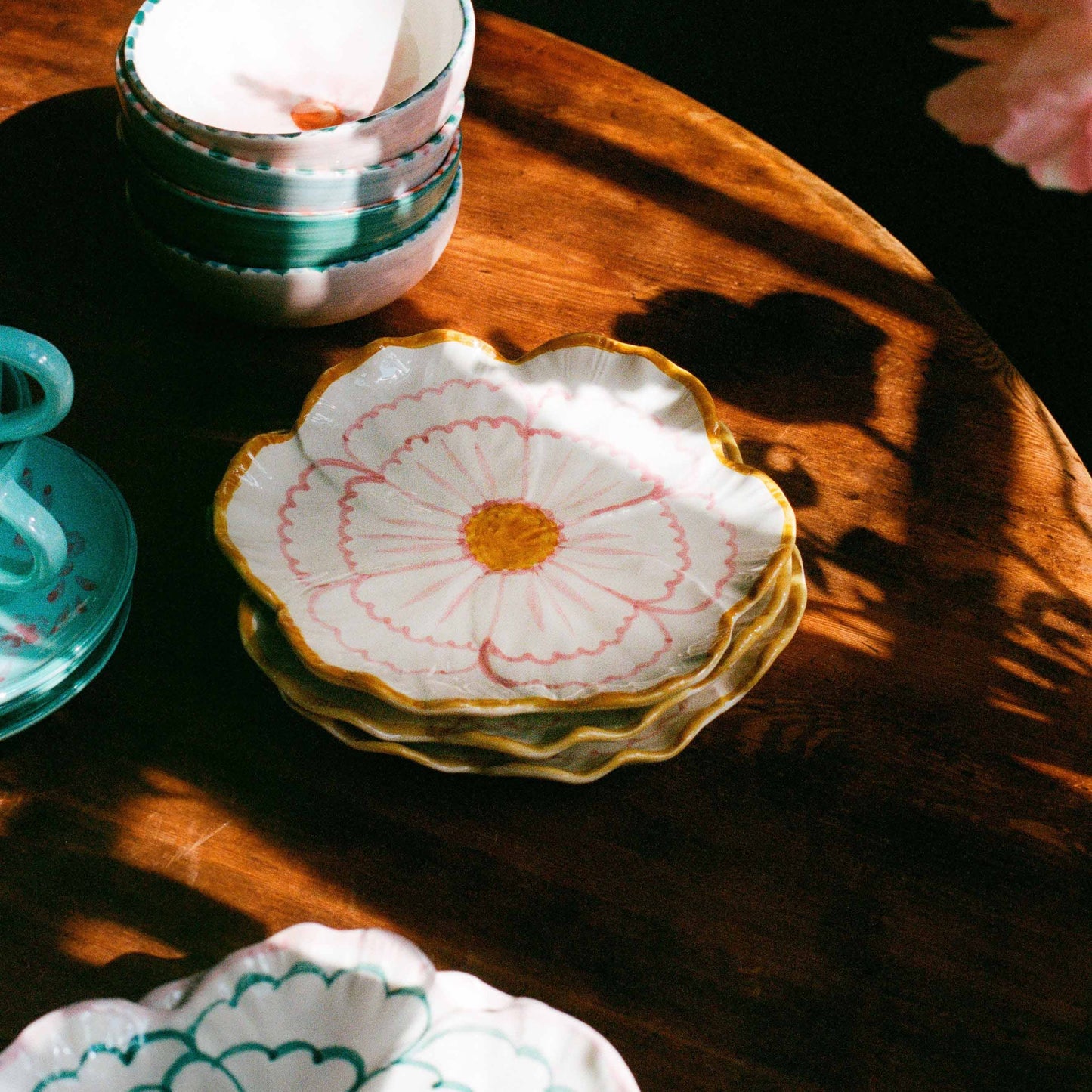 Keramik-Beilagenteller Blume Hand-Painted