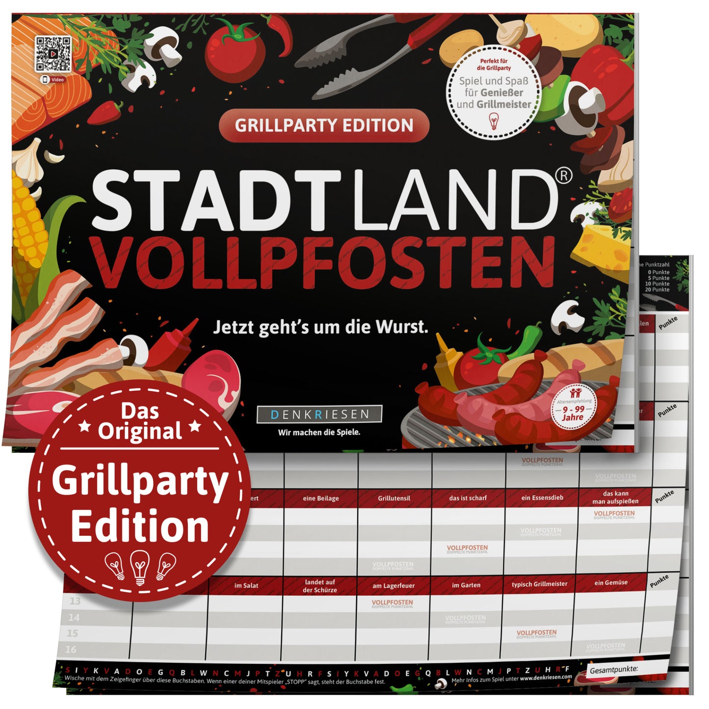 Stadt Land Vollpfosten Block - Grillparty Edition