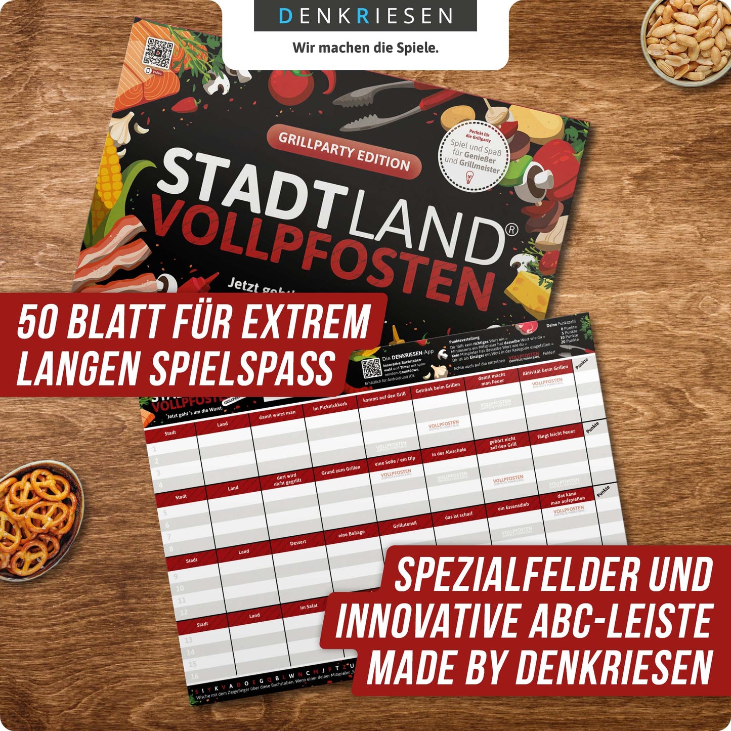 Stadt Land Vollpfosten Block - Grillparty Edition