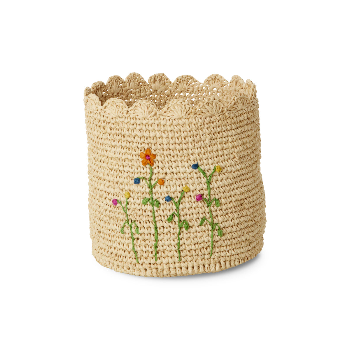 Raffiakorb rund Blumen
