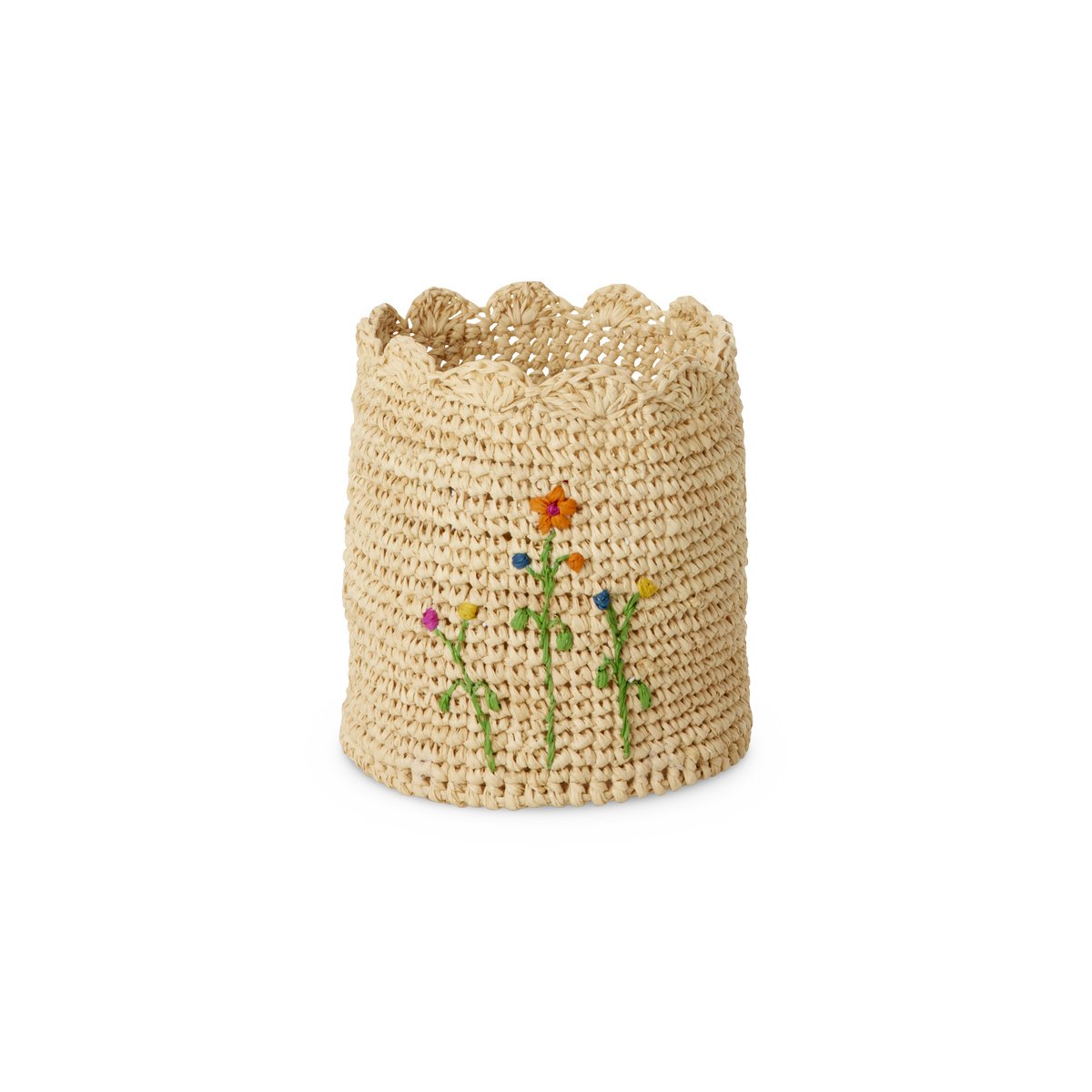 Raffiakorb rund Blumen