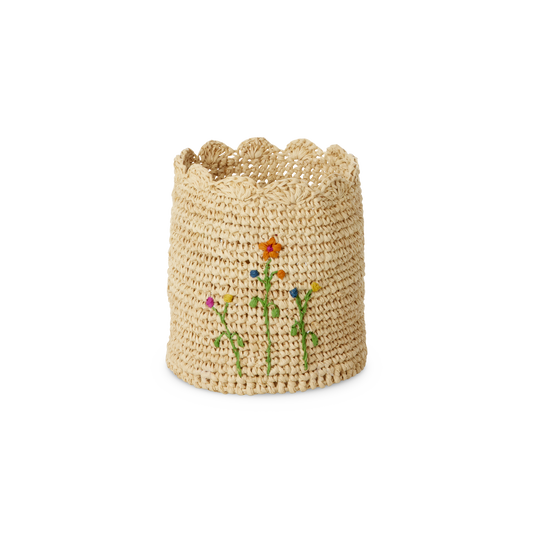 Raffiakorb rund Blumen