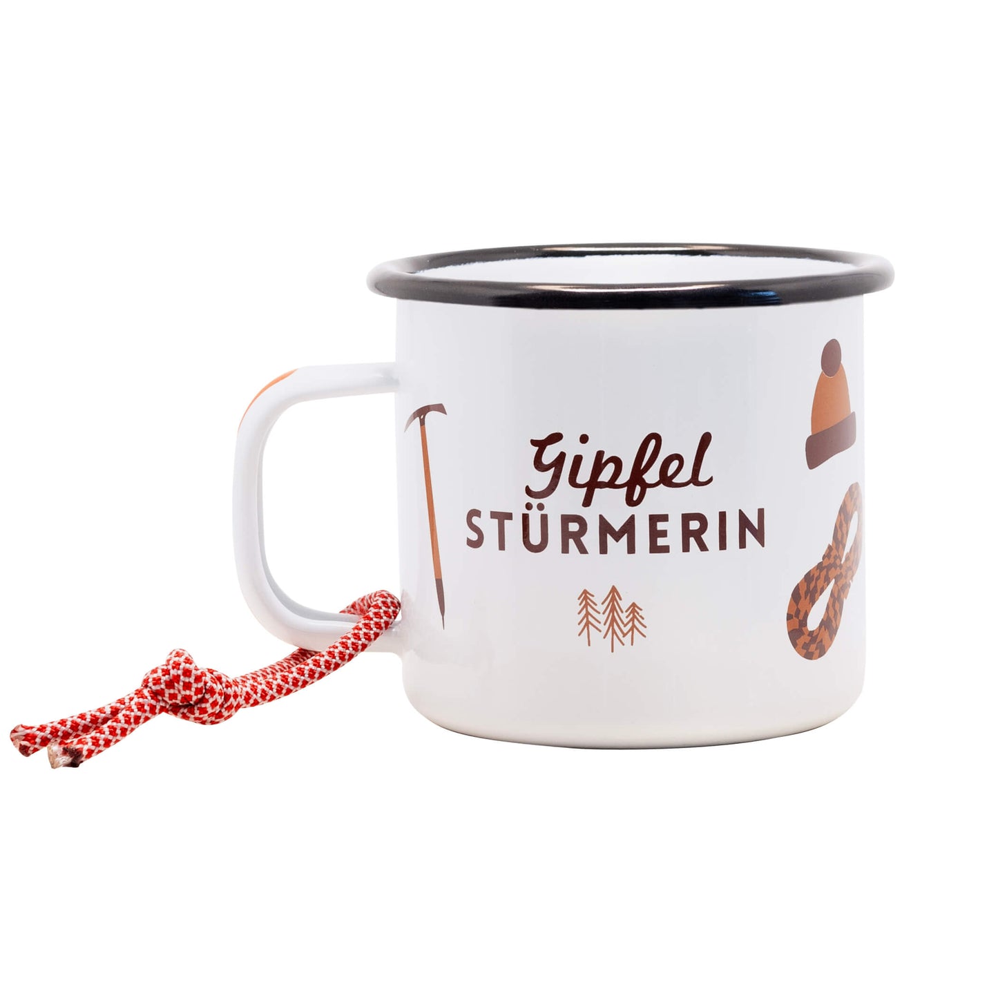 Emaillebecher Gipfelstürmerin