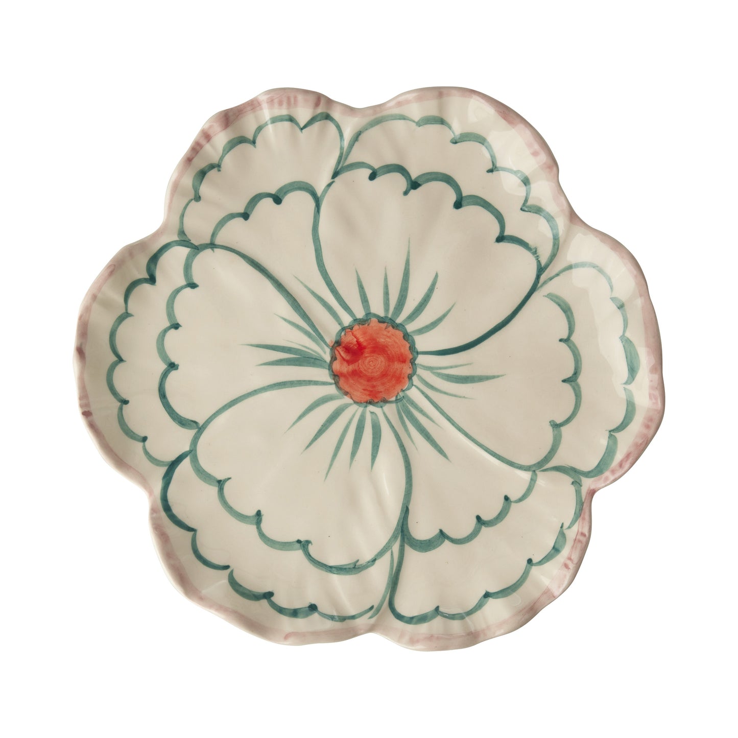 Keramik-Beilagenteller Blume Hand-Painted