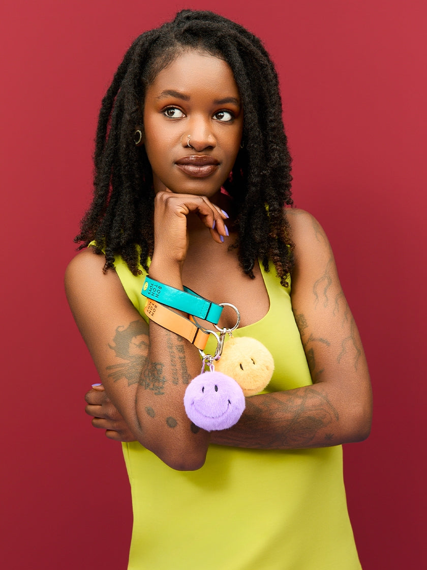 Smiley Fuzzy Bag Charm