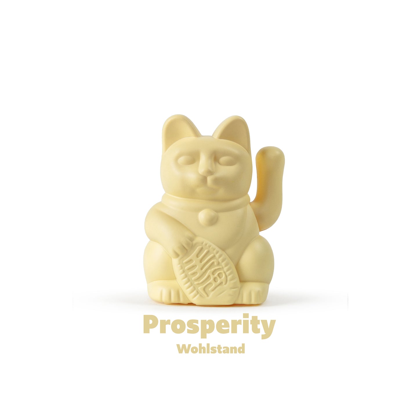 Solar Lucky Cat in Gelb von Donkey mit der Bedeutung "Wohlstand"