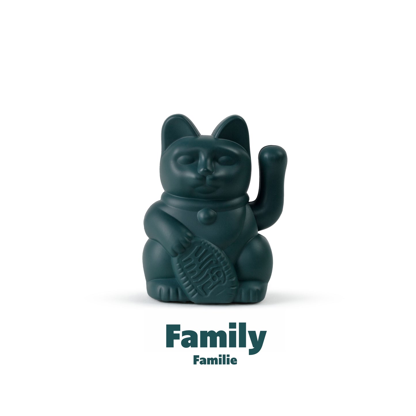 Solar Lucky Cat in Grün von Donkey mit der Bedeutung "Familie"
