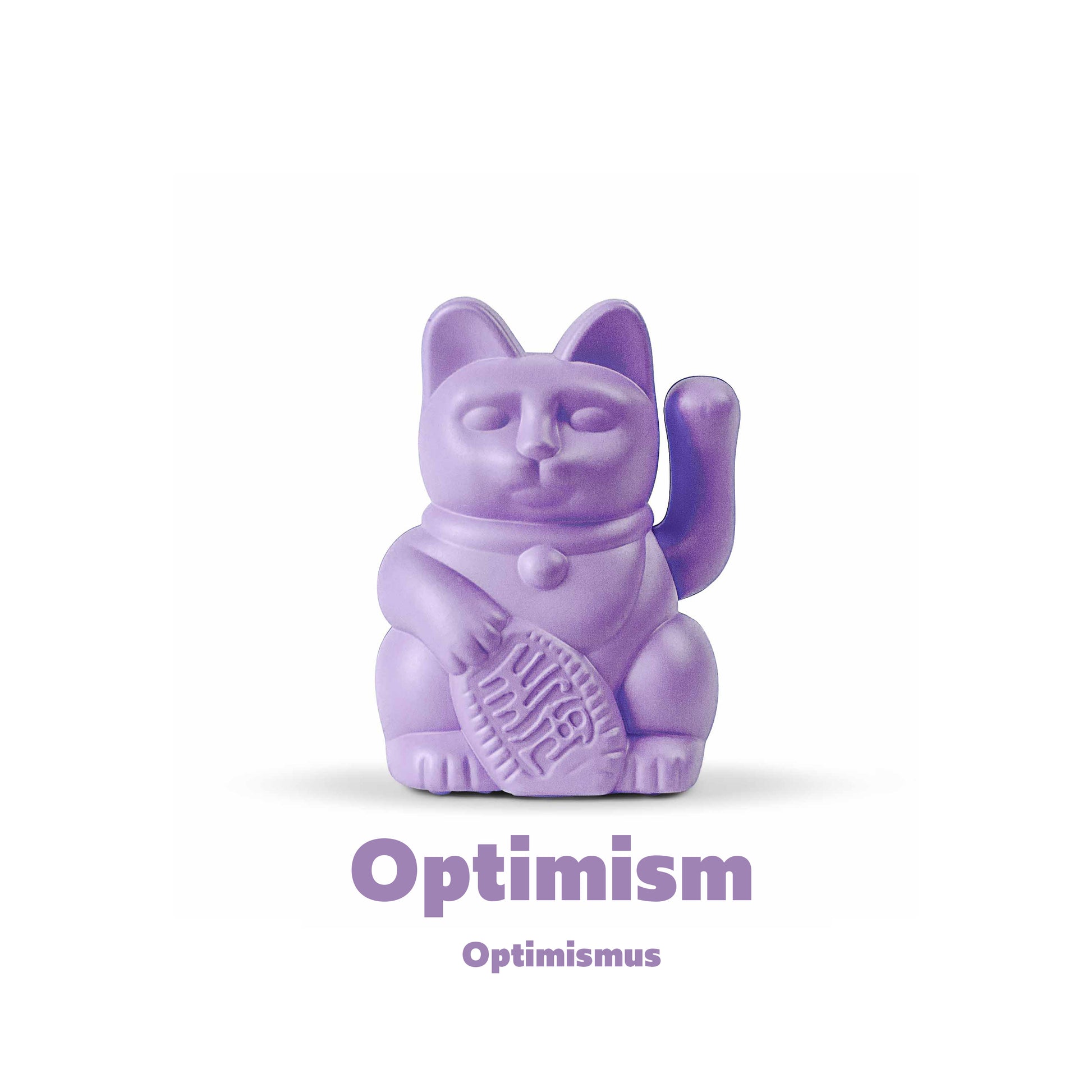 Solar Lucky Cat in Lila von Donkey mit der Bedeutung "Optimismus"