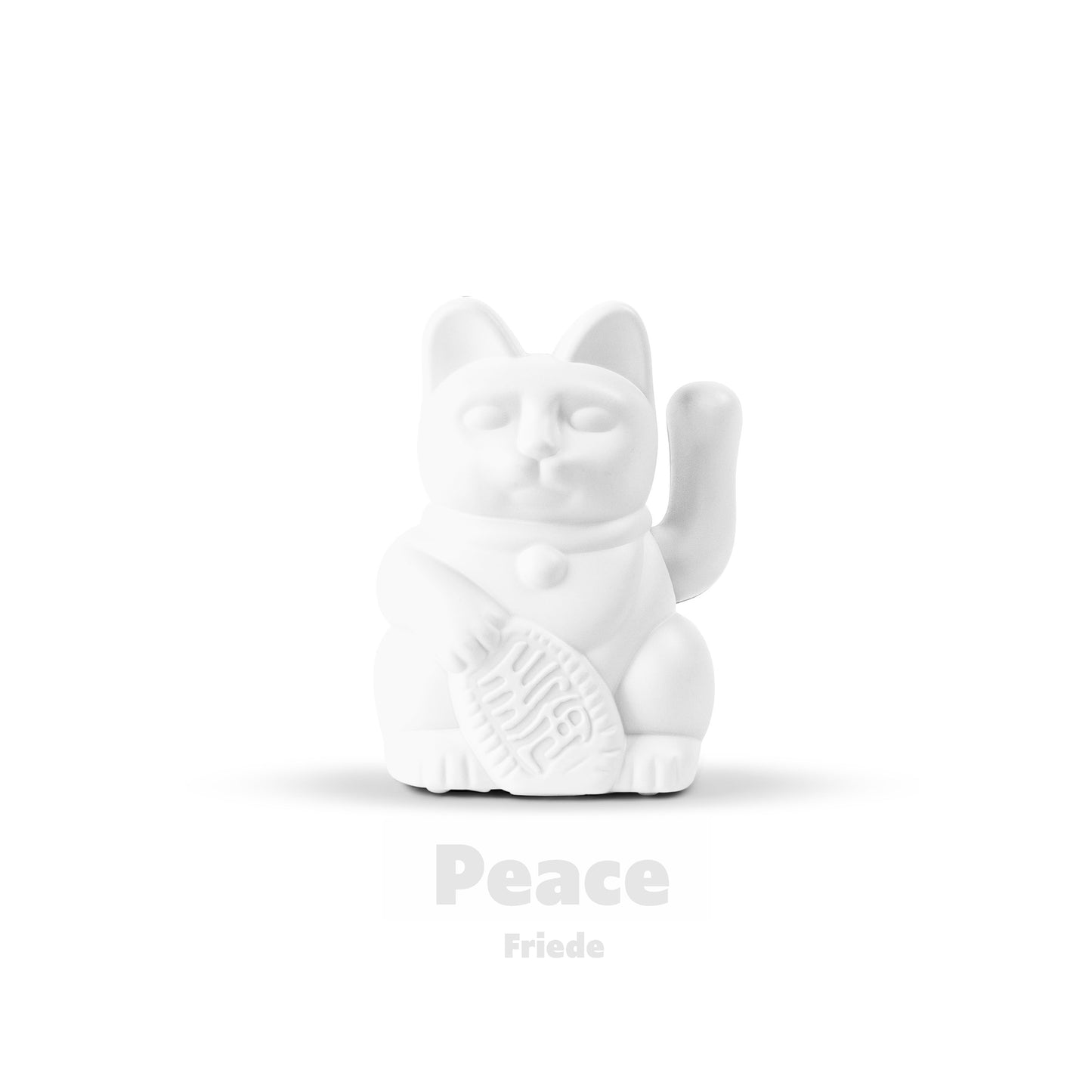 Solar Lucky Cat in weiß von Donkey mit der Bedeutung "Friede"