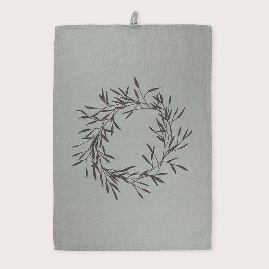 Leinen-Geschirrtuch Olivenkranz