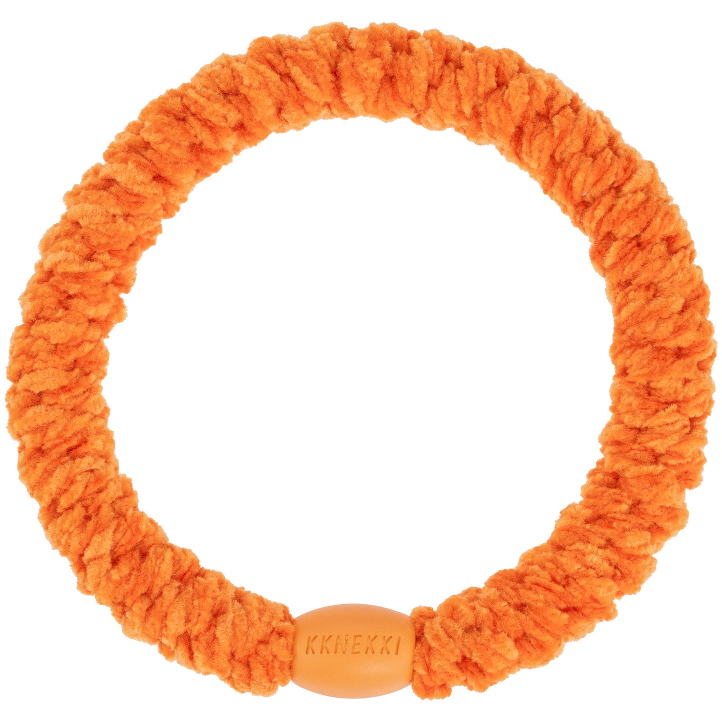 KKNEKKI Haargummi aus Velvet-Stoff in Orange mit charakteristischem Webdesign, sanfter Halt ohne Haarbruch, wasserfest und farbecht