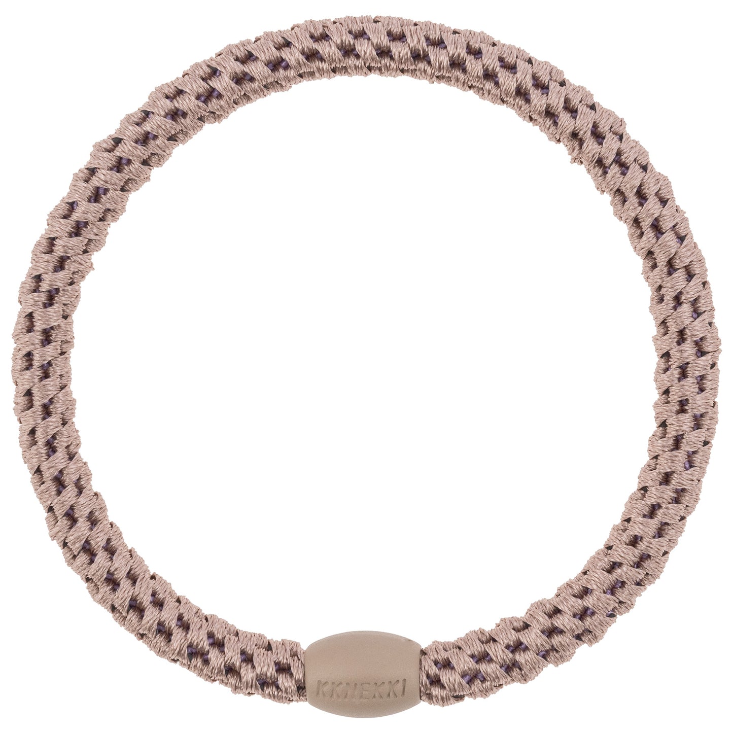 KKNEKKI Slim Haargummi in Dove mit charakteristischem Webdesign, schlanke Silhouette, sanfter Halt ohne Haarbruch, wasserfest und farbecht, mit Perle aus recyceltem Kunststoff