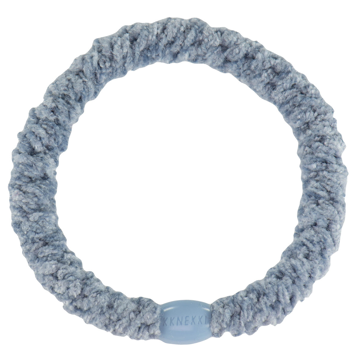 KKNEKKI Haargummi aus Velvet-Stoff in Baby Blau mit charakteristischem Webdesign, sanfter Halt ohne Haarbruch, wasserfest und farbecht