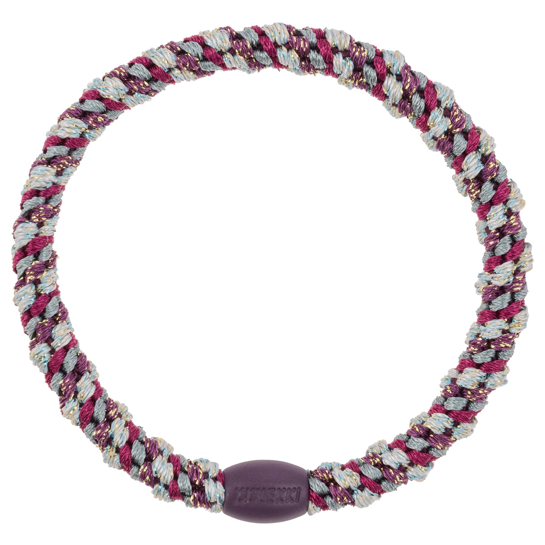 KKNEKKI Slim Mix Haargummi in Traube mit charakteristischem Webdesign, schlanke Silhouette, sanfter Halt ohne Haarbruch, wasserfest und farbecht, mit Perle aus recyceltem Kunststoff