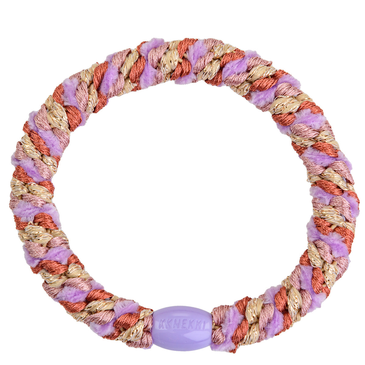 KKNEKKI Haargummi Mix in pear - teracotta mit charakteristischem Webdesign, sanfter Halt ohne Haarbruch, wasserfest und farbecht, mit Perle aus recyceltem Kunststoff