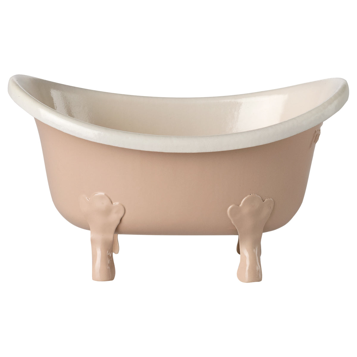Maileg Badewanne aus Metall im Vintage-Stil, außen in Rosa und innen weiß, dekoratives Puppenhaus-Badezimmeraccessoire