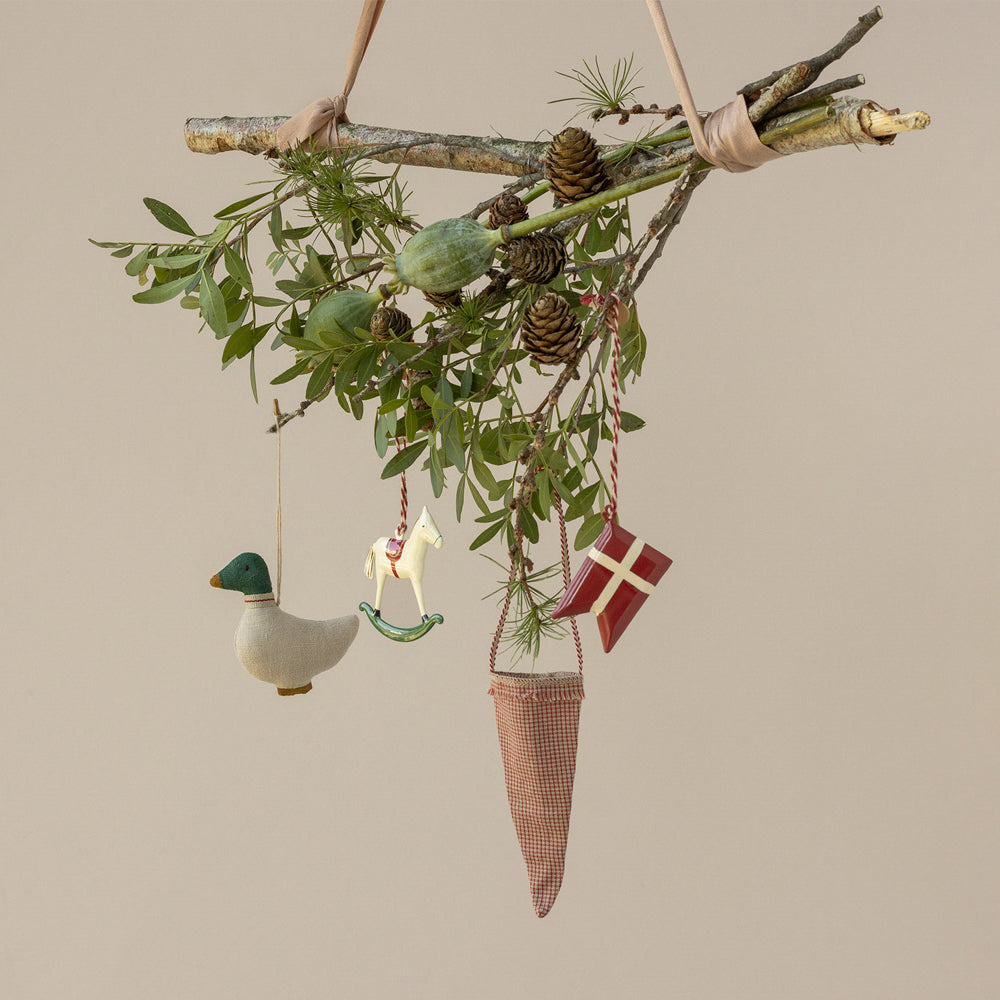 Stoff-Ornament Ente grün