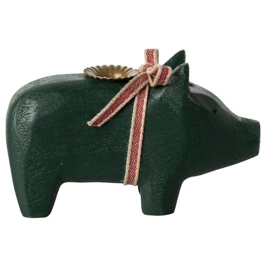 Kerzenhalter Schwein grün