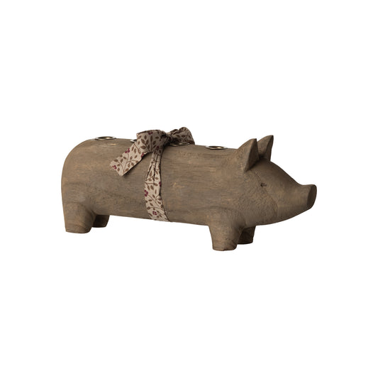 Kerzenhalter Schwein Advent - natur