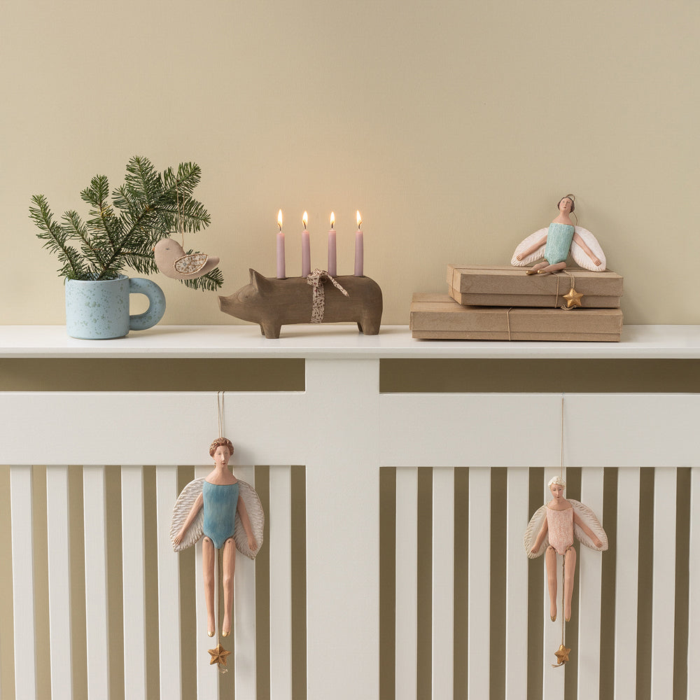 Kerzenhalter Schwein Advent - natur