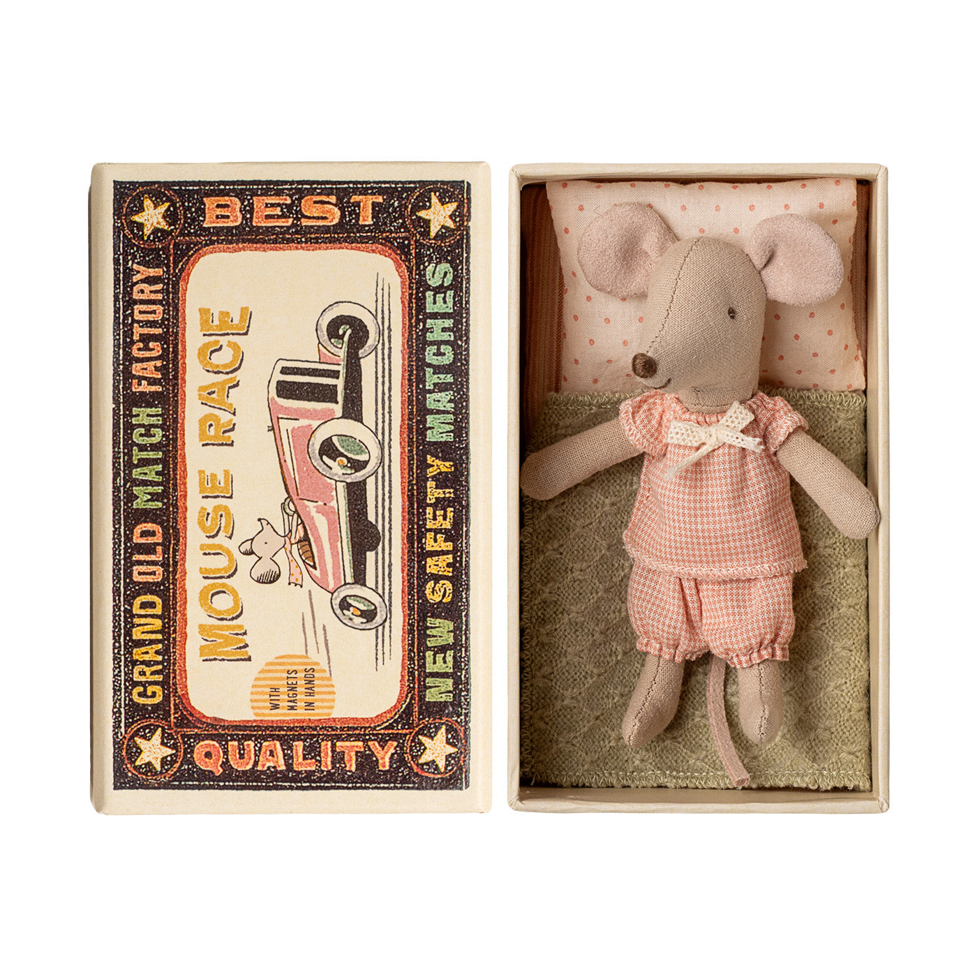 Kleine Schwester Maus in Streichholzschachtel