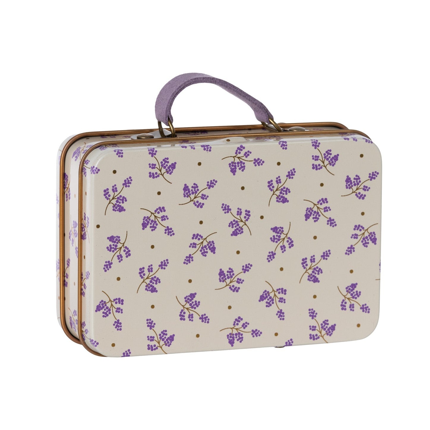 Maileg Kleiner Metallkoffer mit lila Blumenmuster, Accessoire und Aufbewahrungsbox für Maileg Mäuse