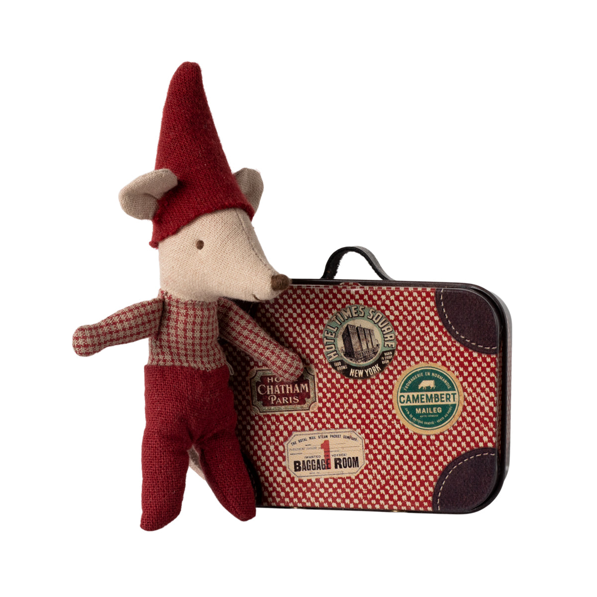 Weihnachtsmaus Baby im Koffer