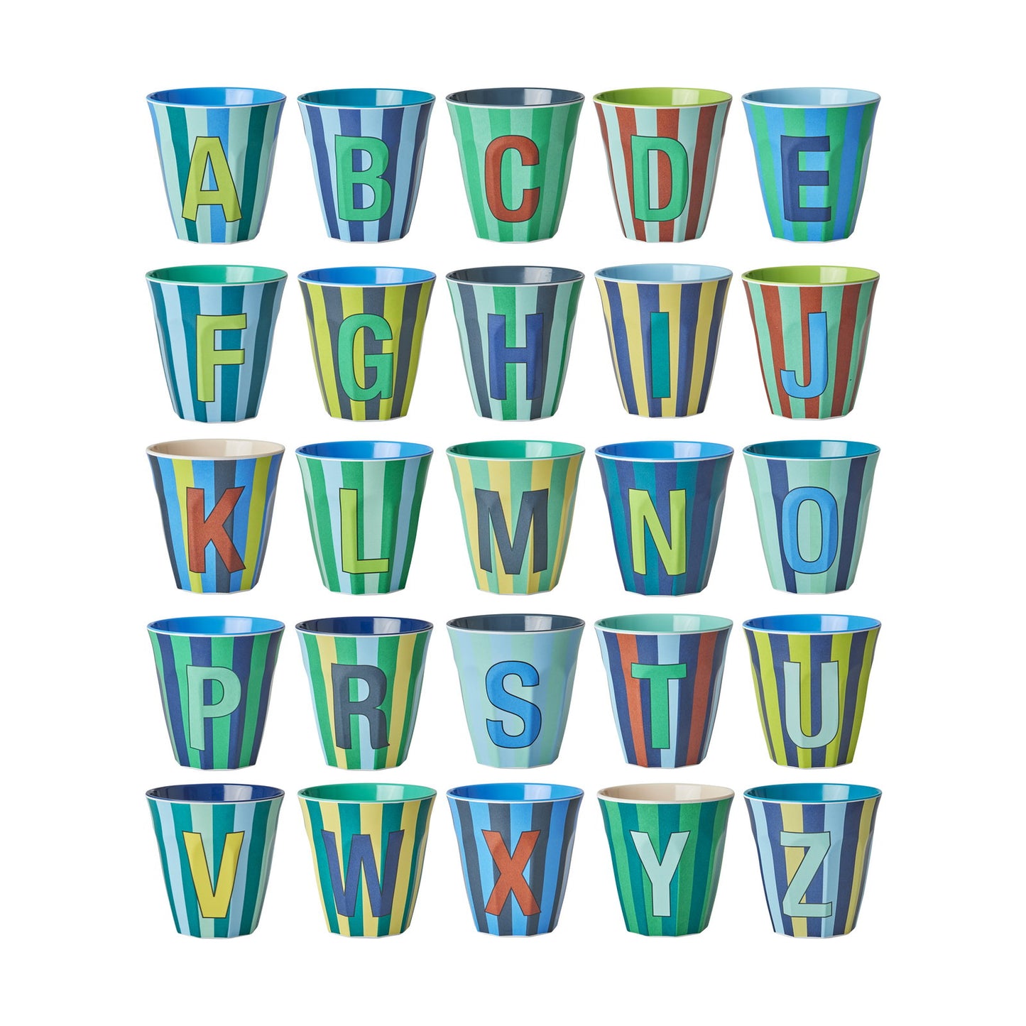 Melamin-Buchstabenbecher Streifen