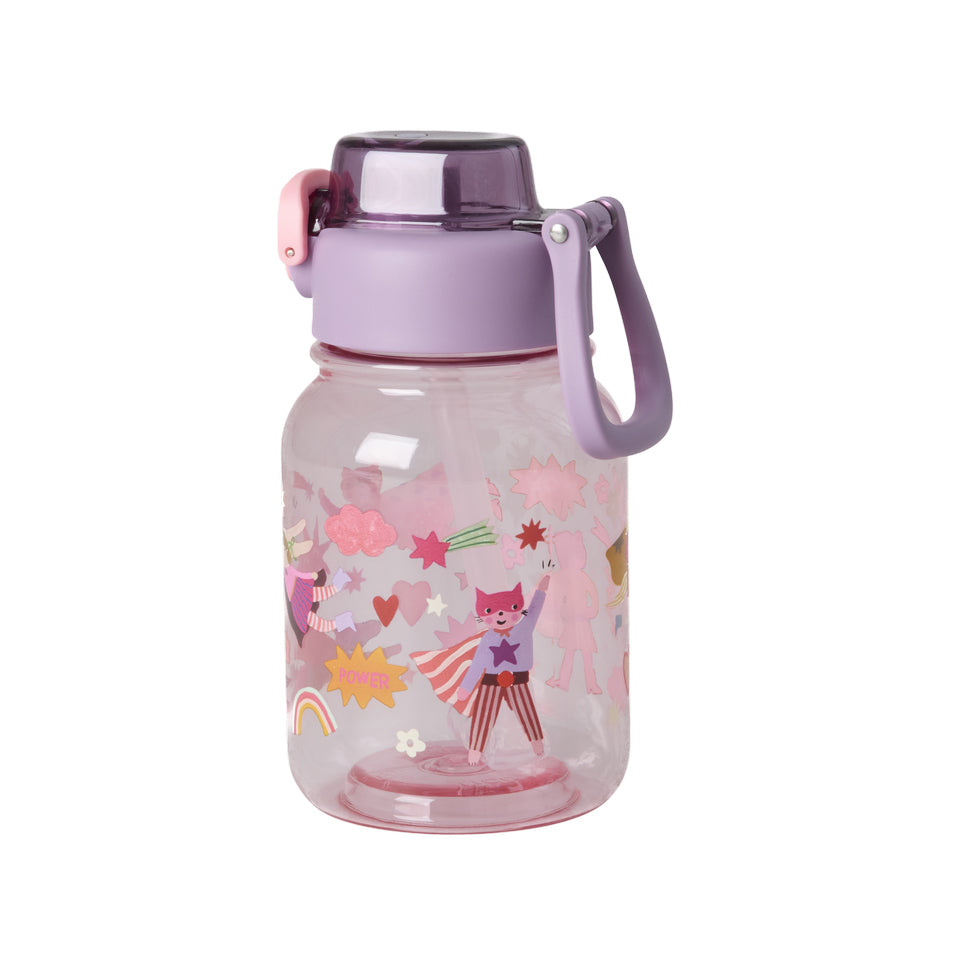 Trinkflasche von Rice in Lila mit „Hero“-Print, geschlossen dargestellt